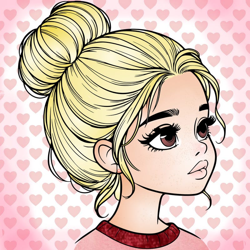 realistic girl with bun