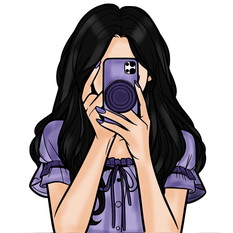 a realistic girl holding her phone taking pictures