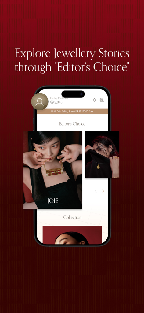 CTF Club - CTF Club app screen showing editor choice jewellery stories and current gold price