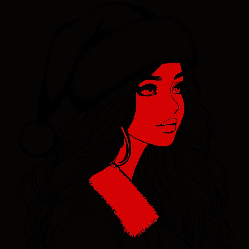 realistic girl in santa hat