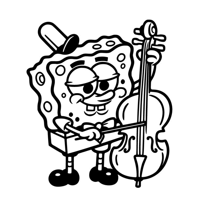 bob esponja playing a cello