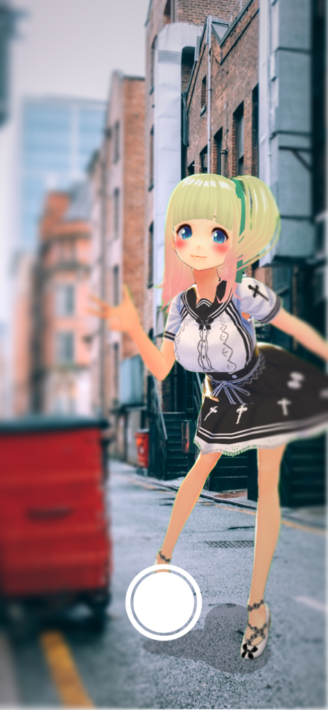 Pose Mixer AR - Personaje anime 3D parada en un callejón del mundo real usando realidad aumentada