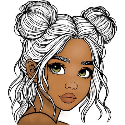 realistic girl with hair buns on her head