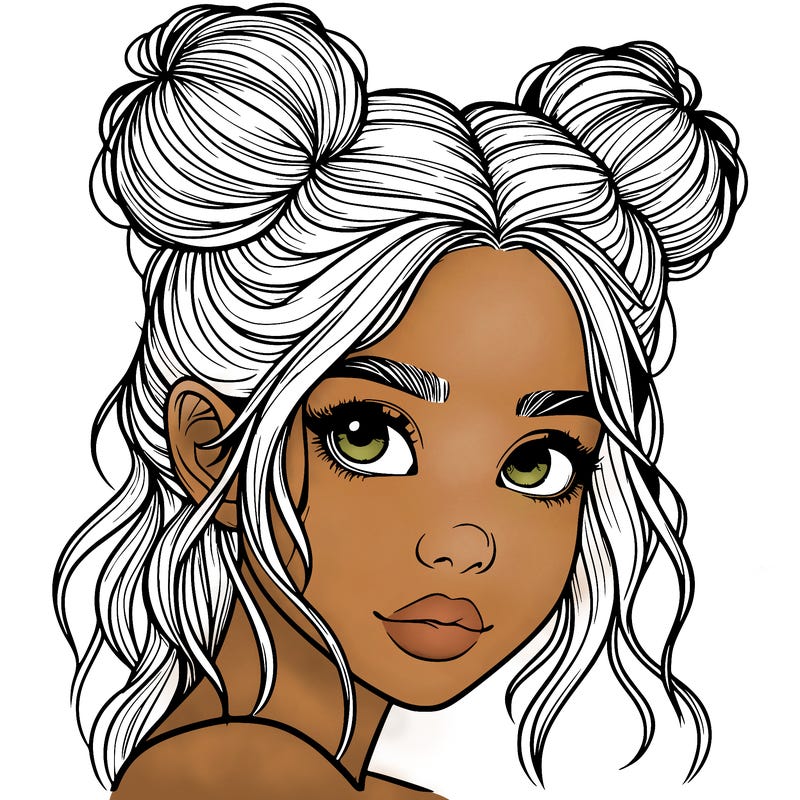 realistic girl with hair buns on her head