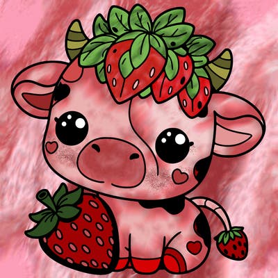 cute strawberry cow