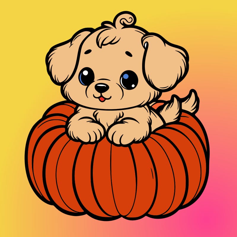 cute little puppy in a pumpkin