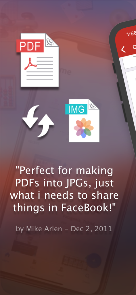 PDF to JPEG - Flyingbee - Témoignage utilisateur pour une application de conversion PDF en JPEG pour le partage sur Facebook