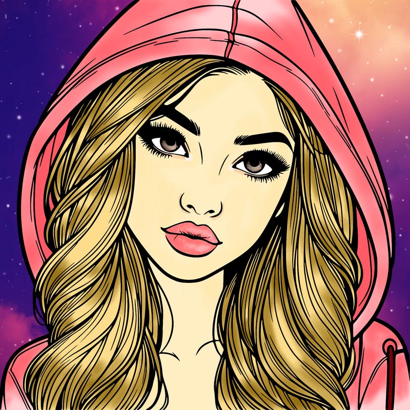 realistic beautiful girl with a hood on