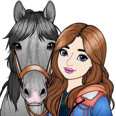 realistic girl with horse