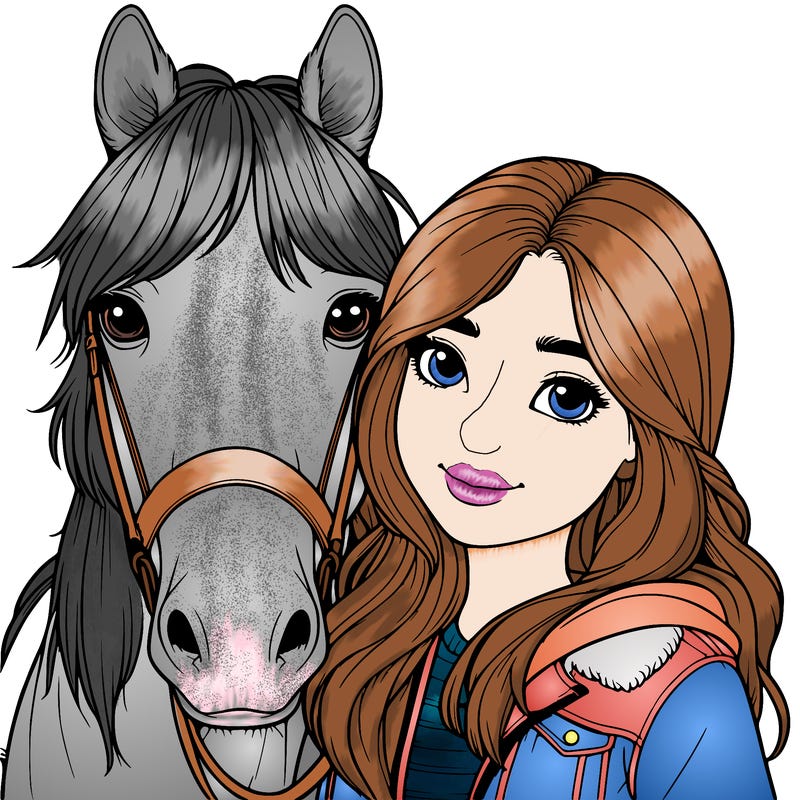 realistic girl with horse