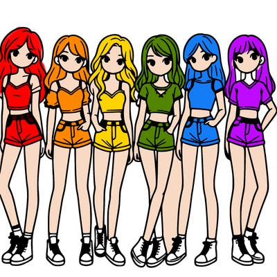 a group of girls wearing crop tops and shorts