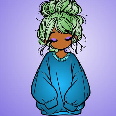 girl with baggy sweatshirt and messy bun