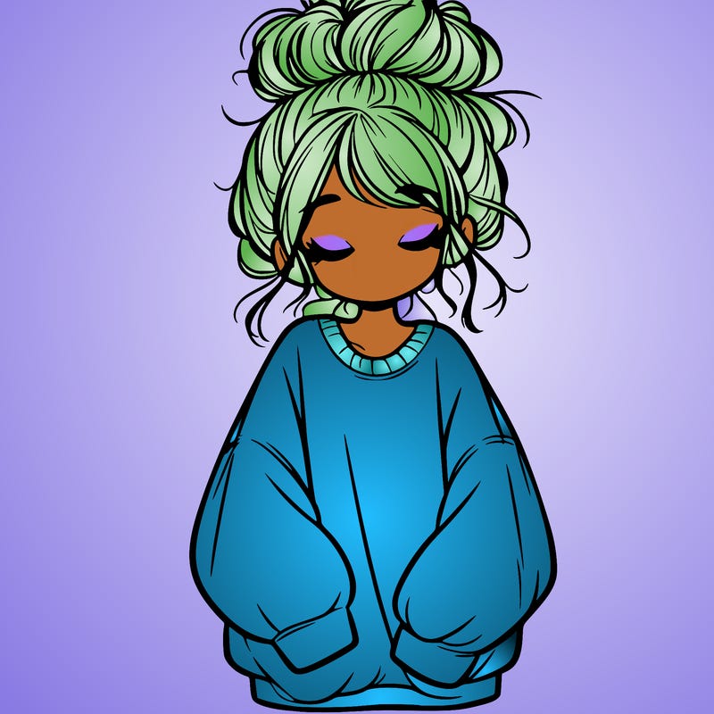 girl with baggy sweatshirt and messy bun