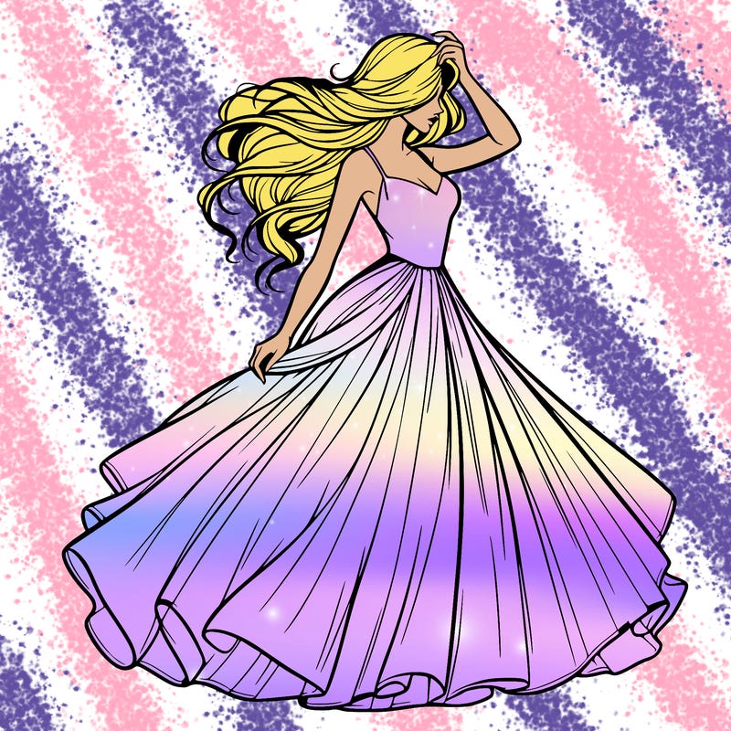 realistic woman with dress flowing in the wind