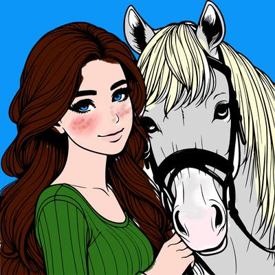 realistic girl with horse