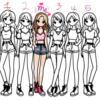 a group of girls wearing crop tops and shorts