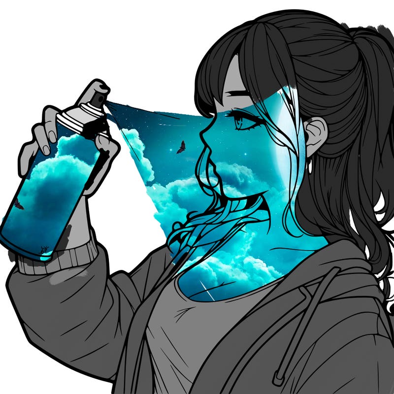 a realistic girl spray, painting