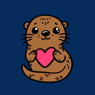 otter with a heart