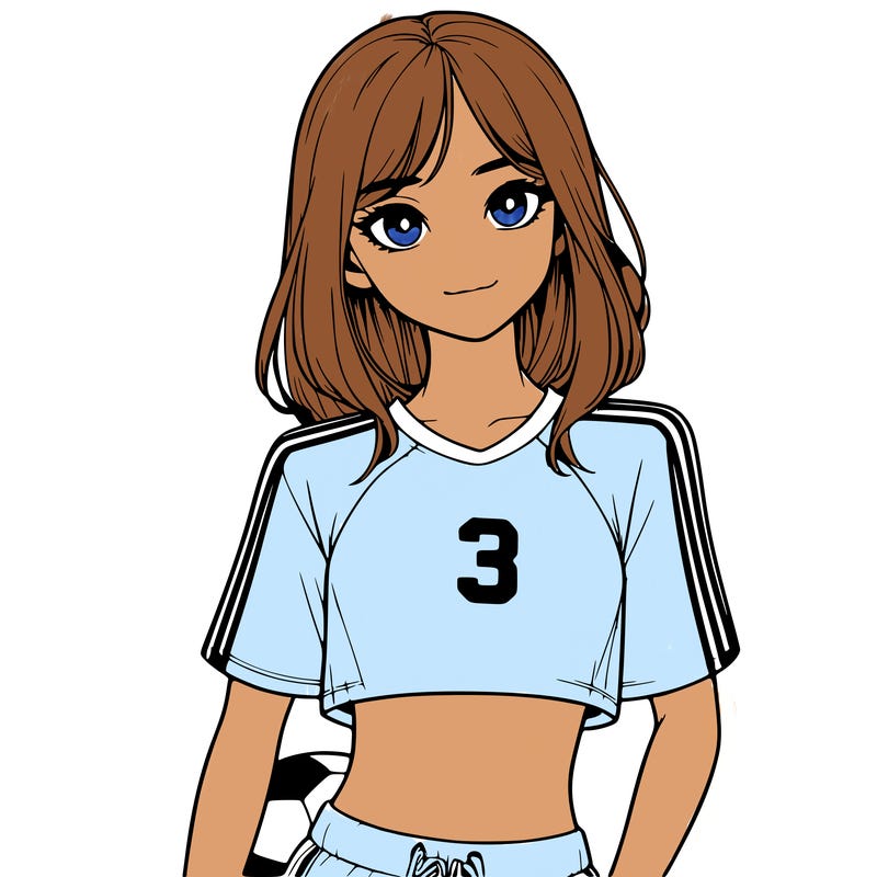 realistic girl wearing soccer jersey