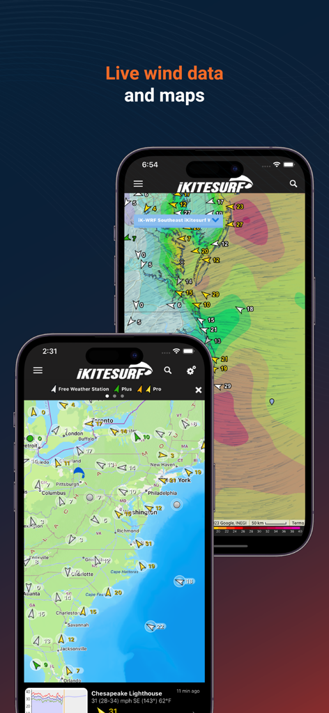 iKitesurf: Weather & Waves - La aplicación iKitesurf muestra mapas de viento en vivo y datos meteorológicos en iPhones