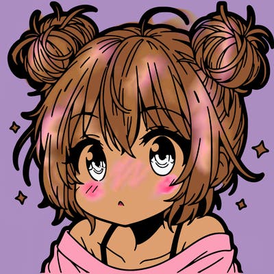 a manga girl with messy small buns