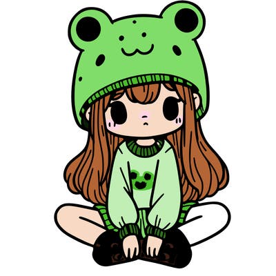 a girl wearing a frog hat and some frog socks