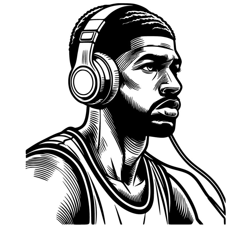 realistic basketball player with beats on