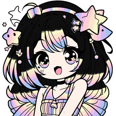 cute anime girl with star accessories