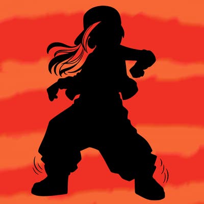 teenage girl doing street dance in baggy clothes