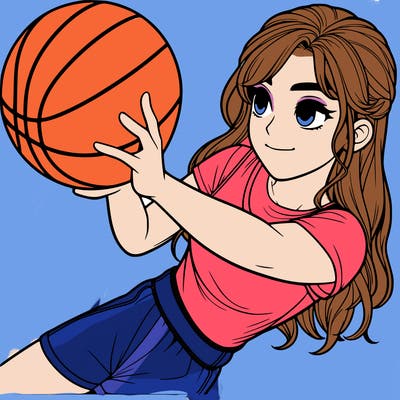 realistic girl playing basketball