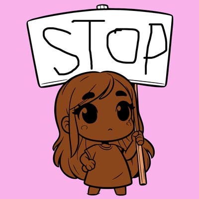 girl with blank sign