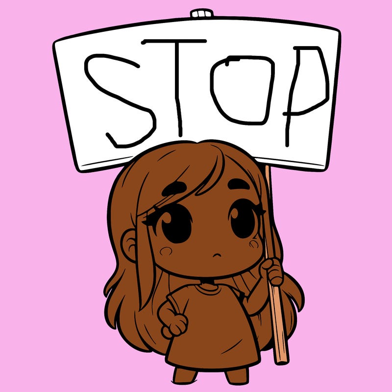 girl with blank sign