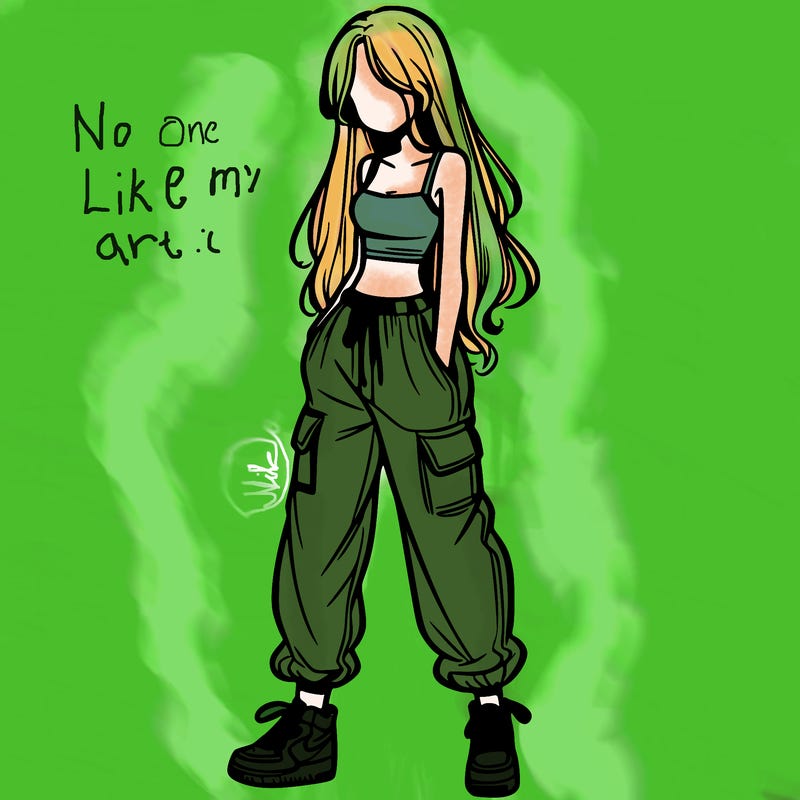 girl in baggy pants crop top and long hair