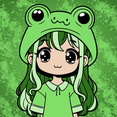 girl with frog hat