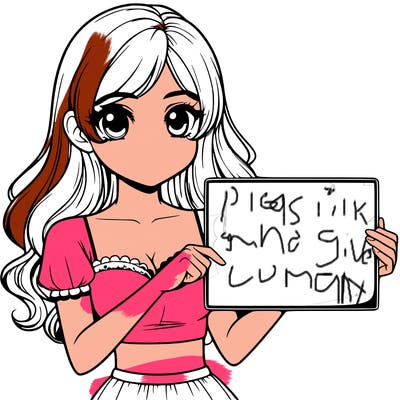 realistic pretty girl holding blank sign