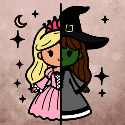 split princess and witch