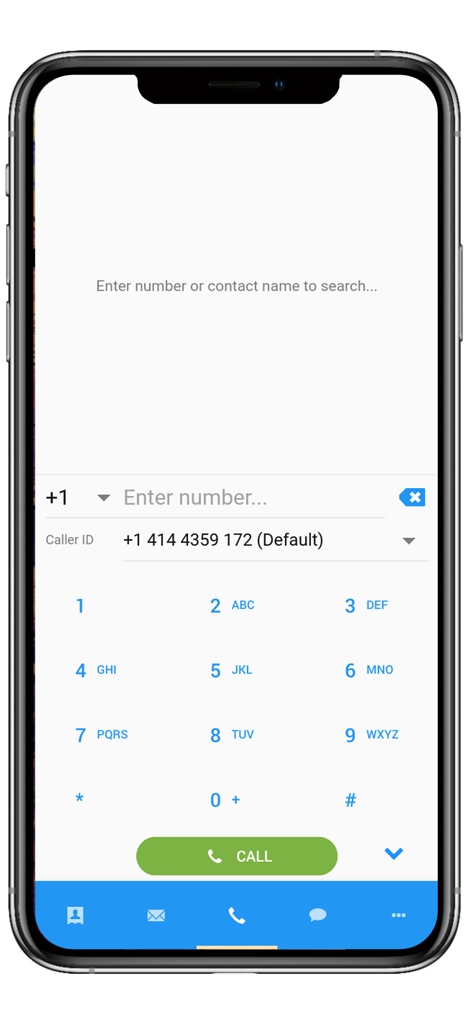 VoIPstudio - Pantalla del marcador telefónico de negocio de VoIPstudio que muestra un teclado numérico para llamadas comerciales