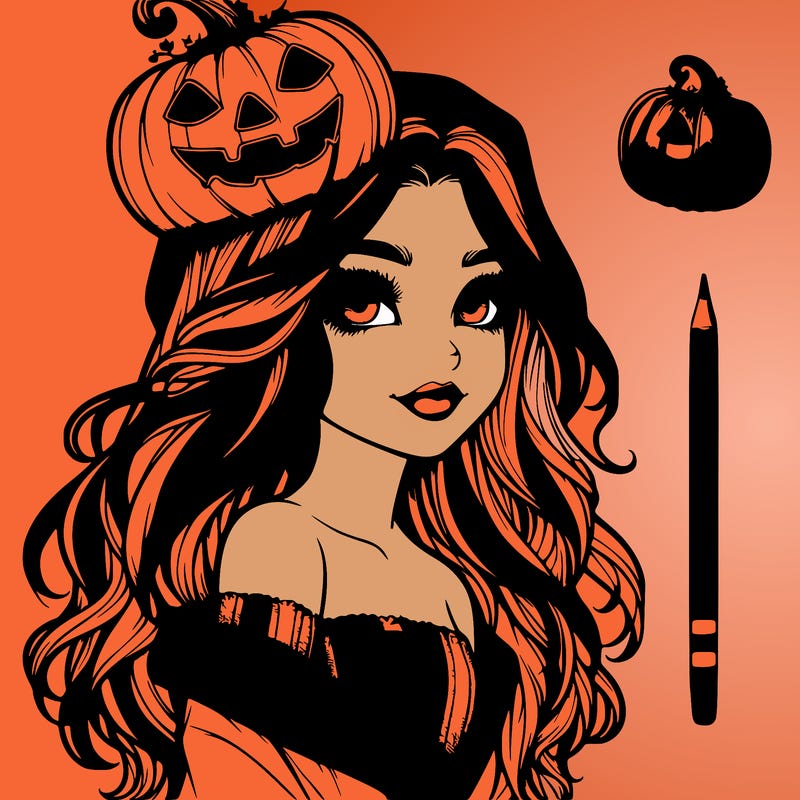 realistic  girl with  a halloween themed look