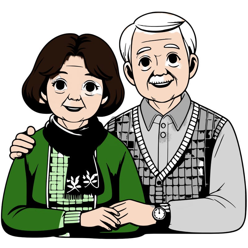 realistic elderly couple