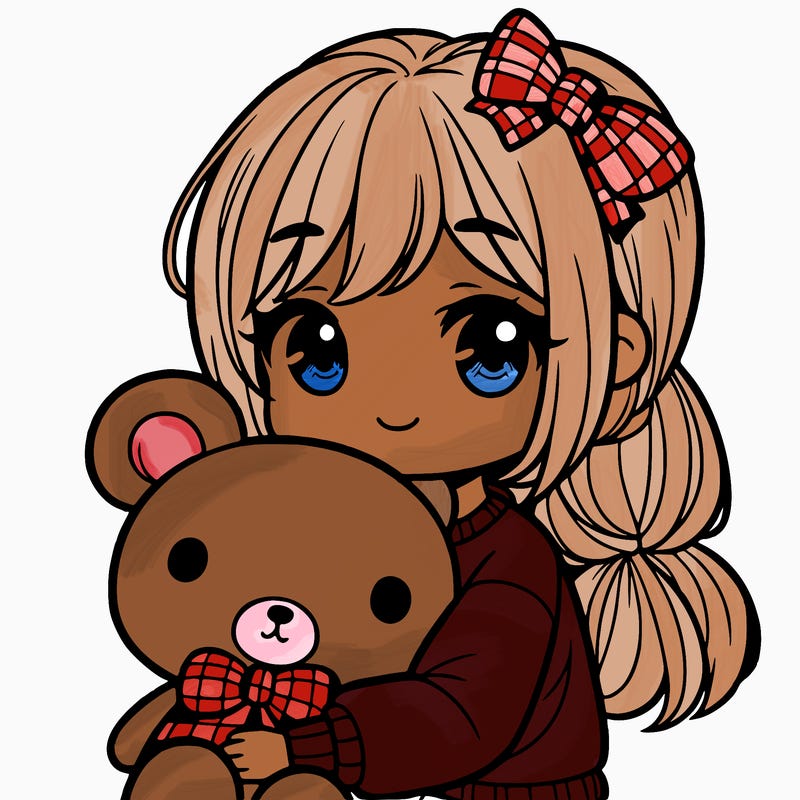 girl with a bear plushie