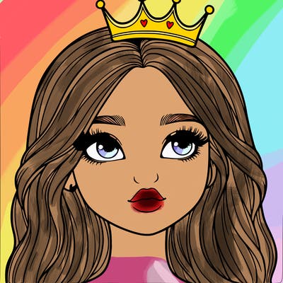 a realistic girl with a crown on