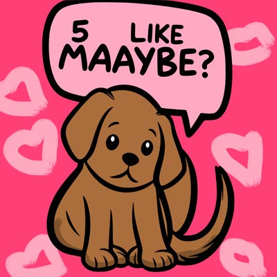 a puppy that says 5 like maybe
