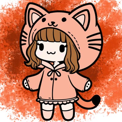 human girl in a cat costume