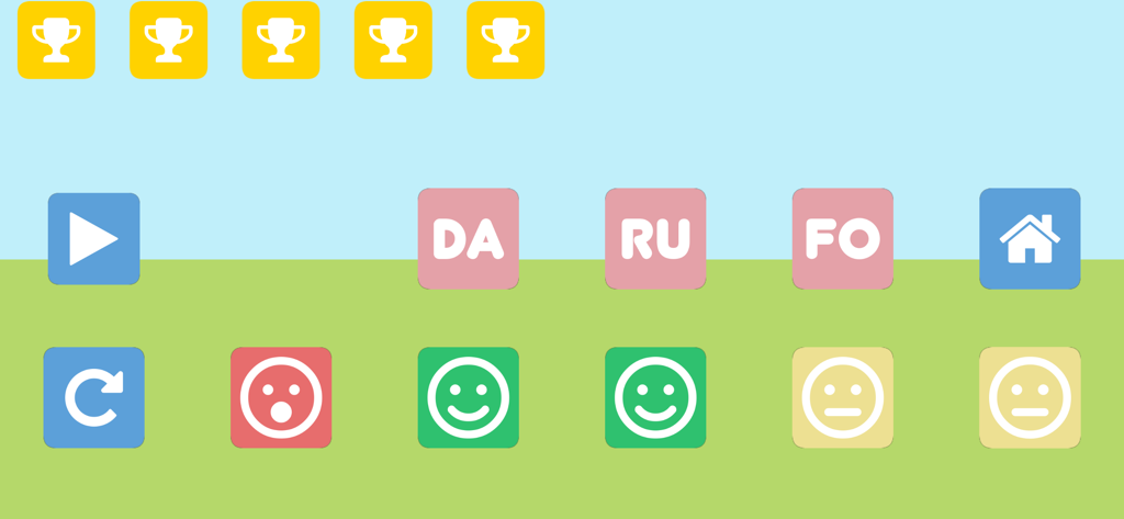 Impariamo le sillabe - Gameplay screen of the Italian syllables learning app with syllable cards and reward icons