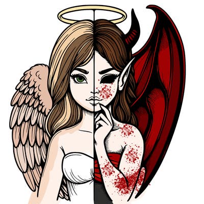 realistic angel half demon