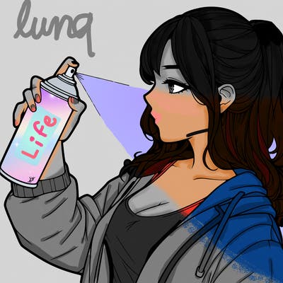 a realistic girl spray, painting