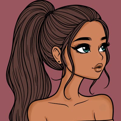 a beautiful and realistic girl with a high pony tail