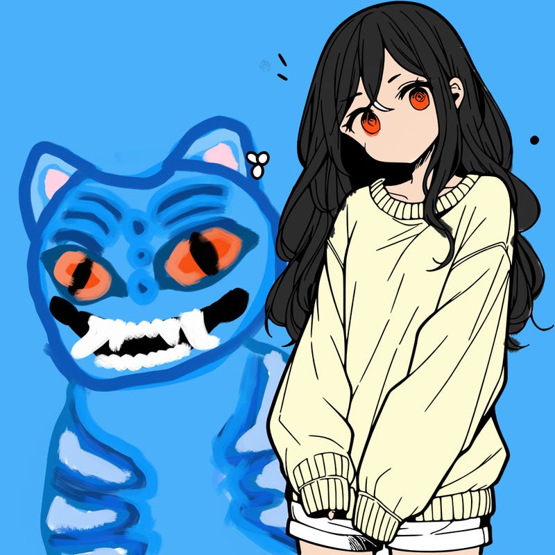 manga teen girl  in a sweater and baggy pants