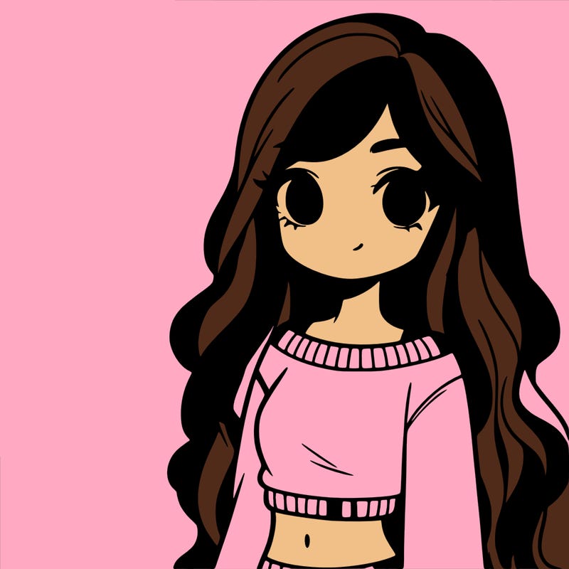 girl with long hair and a crop top with a sweater