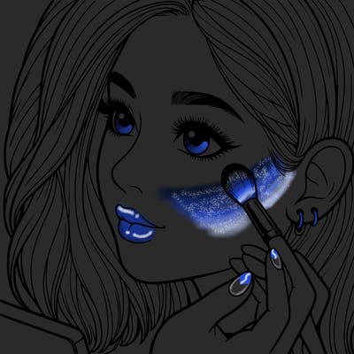 a realistic girl doing her makeup